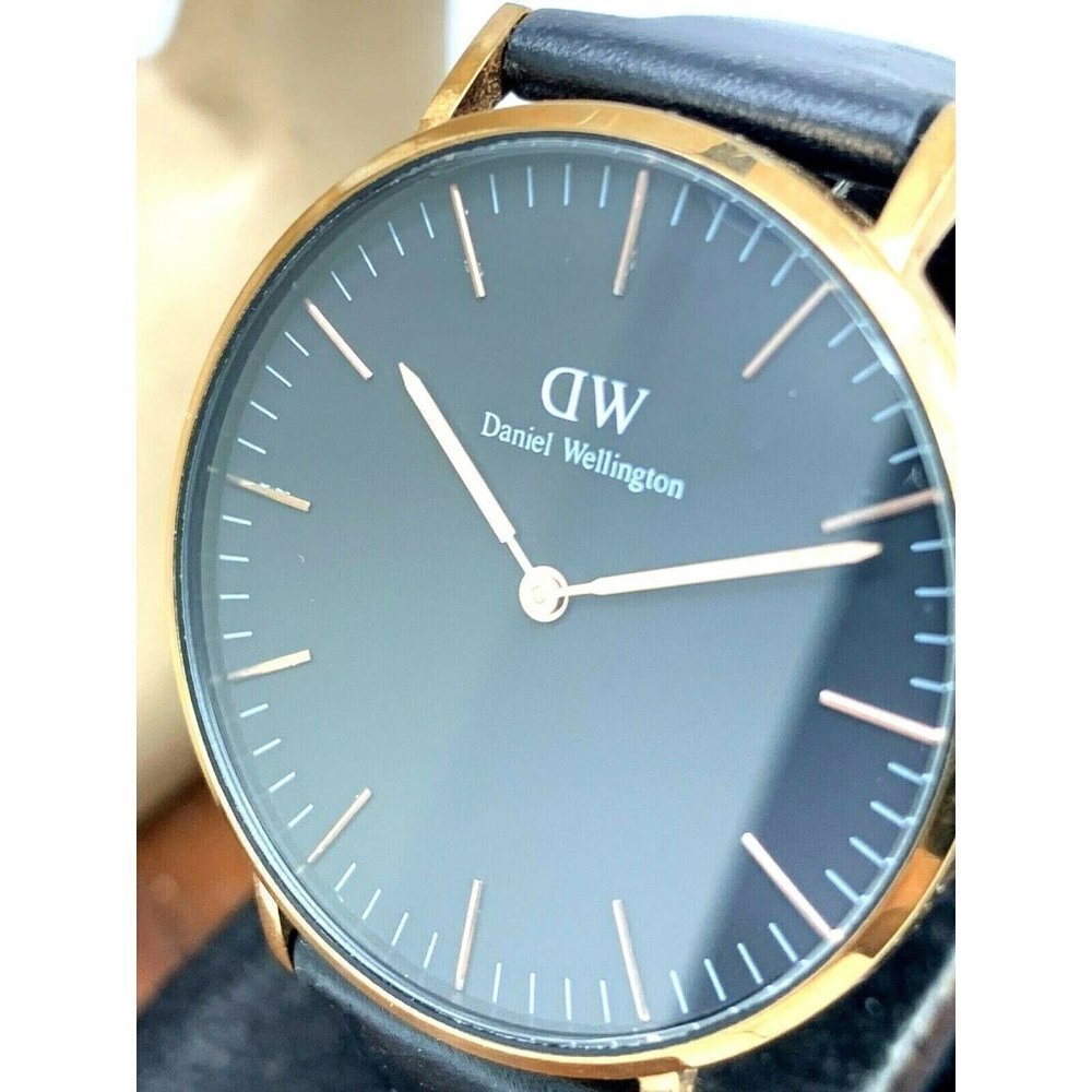 Daniel Wellington Womens Watch DW00100139 Rose Gold Black Dial 36mm Leather Band